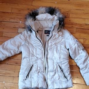 Girl's Puffy Fur Hood Coat